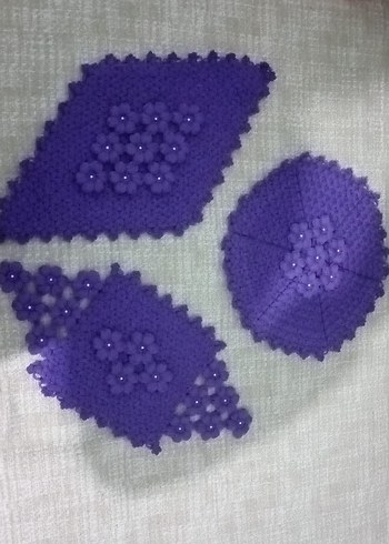 Mor Çiçekli El Örgüsü lif seti - Görsel 2