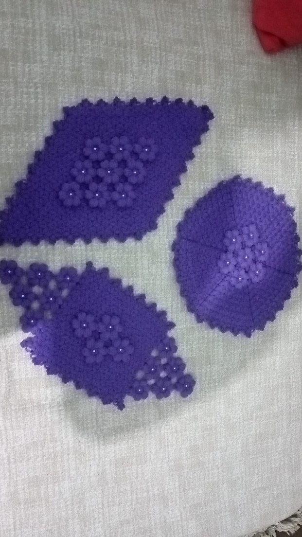 Mor Çiçekli El Örgüsü lif seti - Görsel 2