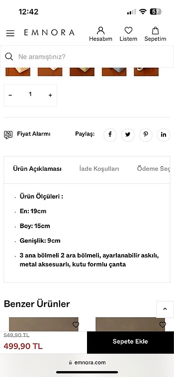 Beden kırmızı Renk emnora çanta