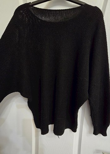 Siyah Örgü Uzun Kollu Kadın Kazak - Görsel 5