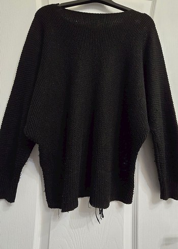 Siyah Örgü Uzun Kollu Kadın Kazak - Görsel 4