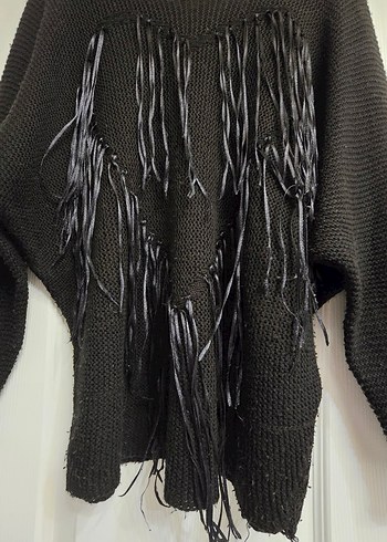 Siyah Örgü Uzun Kollu Kadın Kazak - Görsel 6