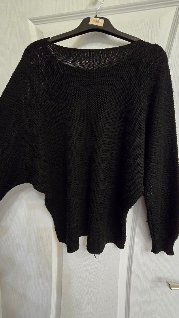 Siyah Örgü Uzun Kollu Kadın Kazak - Görsel 5