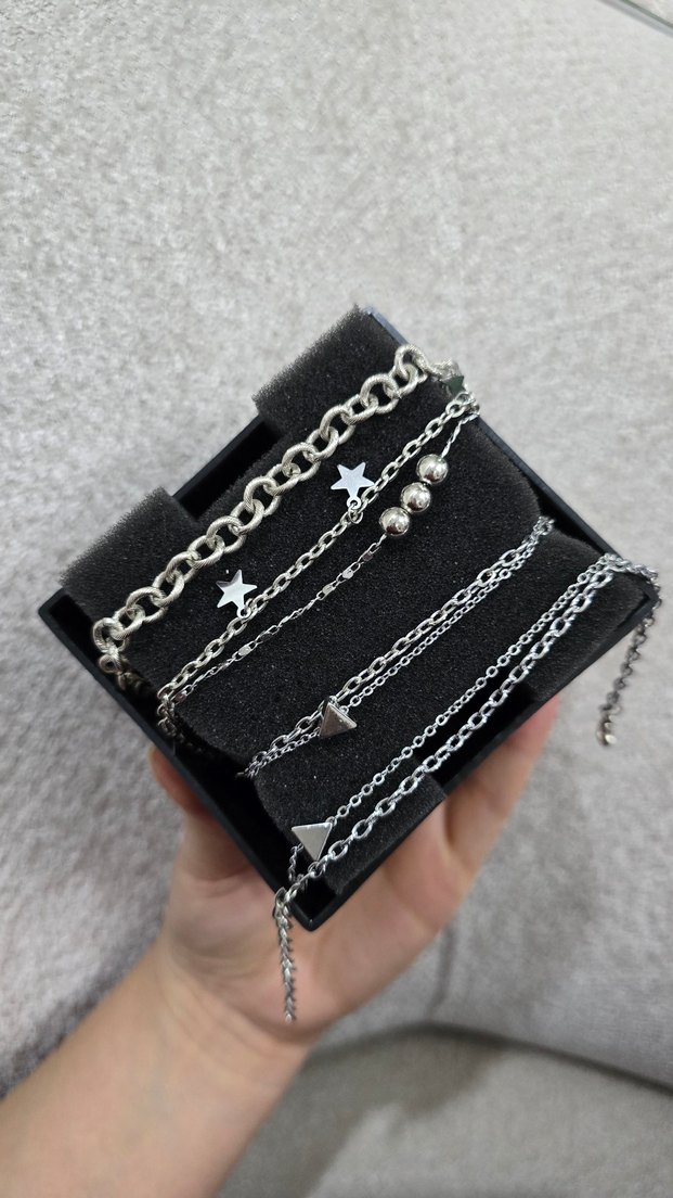 Gri Zincir Detaylı Minimalist Rock Punk Bileklik - Görsel 2