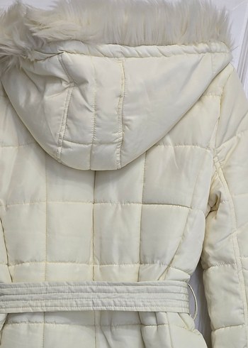 krem Kürklü Kadın Mont - Görsel 9