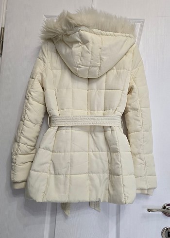 krem Kürklü Kadın Mont - Görsel 7