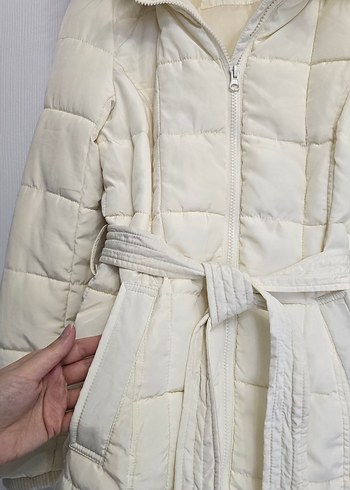 krem Kürklü Kadın Mont - Görsel 5