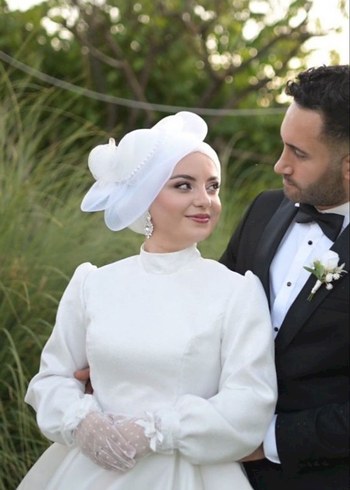 Dantel Detaylı Beyaz Modern Klasik Gelin Şapkası - Görsel 2