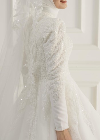 Modern Klasik Straplez Beyaz Gelinlik - Görsel 5