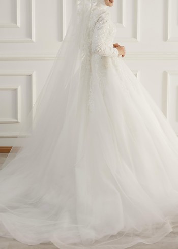 Modern Klasik Straplez Beyaz Gelinlik - Görsel 6