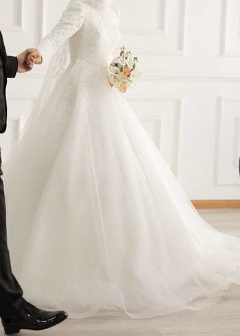 Modern Klasik Straplez Beyaz Gelinlik - Görsel 4