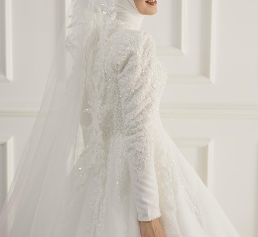 Modern Klasik Straplez Beyaz Gelinlik - Görsel 2