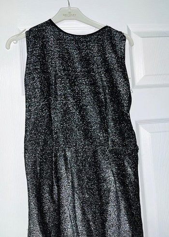 Siyah Uzun Drapeli V Yaka Abiye Elbise - Görsel 2