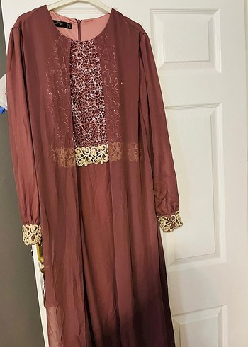 Bordo Nakışlı Bohem Uzun Kollu Uzun Elbise - Görsel 2