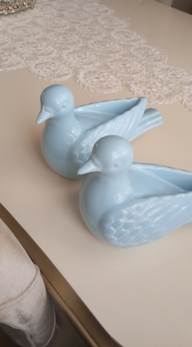 Pastel Mavi Seramik Kuş Figürleri - Görsel 3