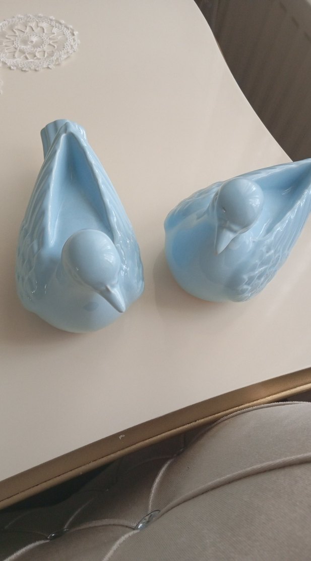Pastel Mavi Seramik Kuş Figürleri - Görsel 2