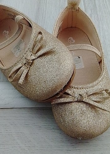 Parlak Bej Kız Çocuk Babet Fiyonklu - Görsel 2