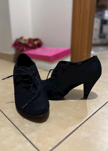 Siyah süet Stiletto Topuklu Kadın bağcıklı Ayakkabı