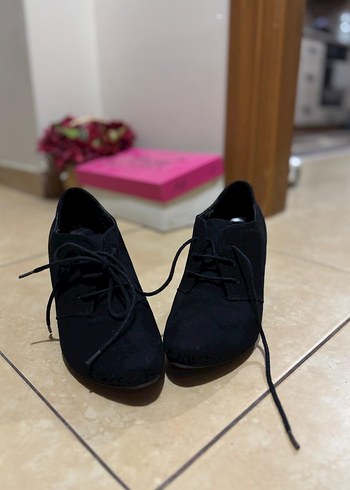 Deichmann Siyah süet Stiletto Topuklu Kadın bağcıklı Ayakkabı