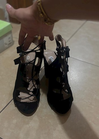 40 Beden siyah Renk Siyah Bağcıklı Süet Stiletto