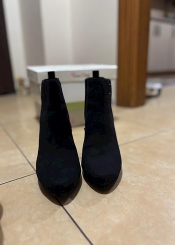 40 Beden siyah Renk Siyah Süet parlak taşlı Stiletto Topuklu Bot