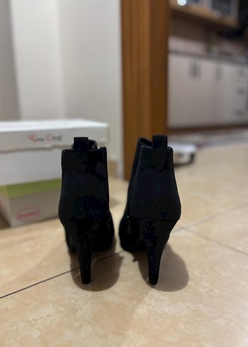 Deichmann Siyah Süet parlak taşlı Stiletto Topuklu Bot