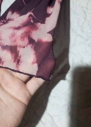 l Beden bordo Renk Bordo Pembe Desenli Uzn kol Elbise giyilmedi L& m beden uyumlu