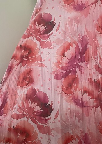 38 Beden pembe Renk Pembe çiçekli Anne-Kız Elbisesi