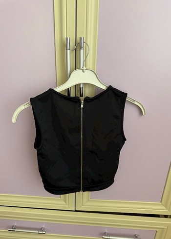 Siyah V Yaka Fermuarlı Mini Bustiyer - Görsel 3