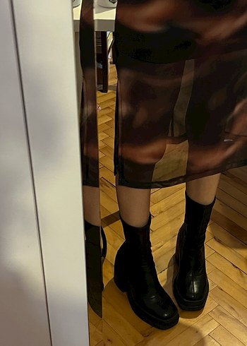 Bershka Siyah Platform Topuklu Kadın Bot