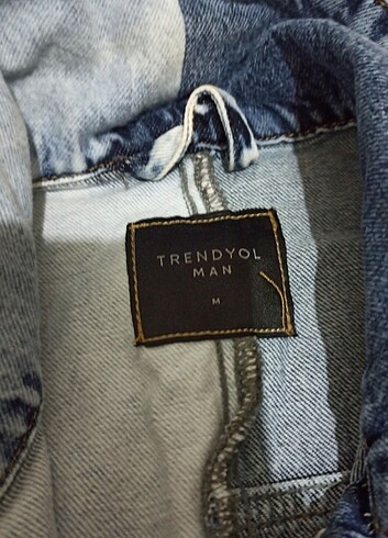 m Beden gri Renk Trendyol man two tone tasarım kot ceket