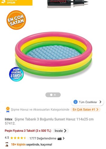 Intex Şişme Tabanlı 3 Bölümlü Sunset Havuz 114x25 cm