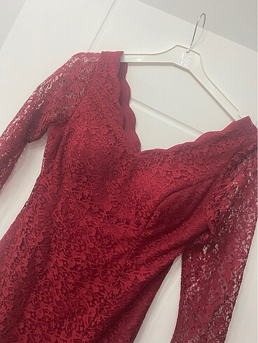 xl Beden bordo Renk Dantel bordo elbise
