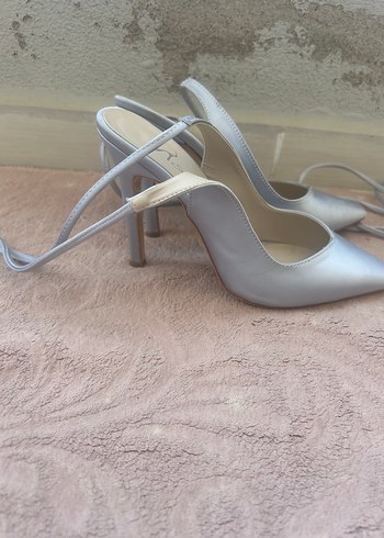 Zara Gri Bej Stiletto Topuklu Kadın Abiye Ayakkabı