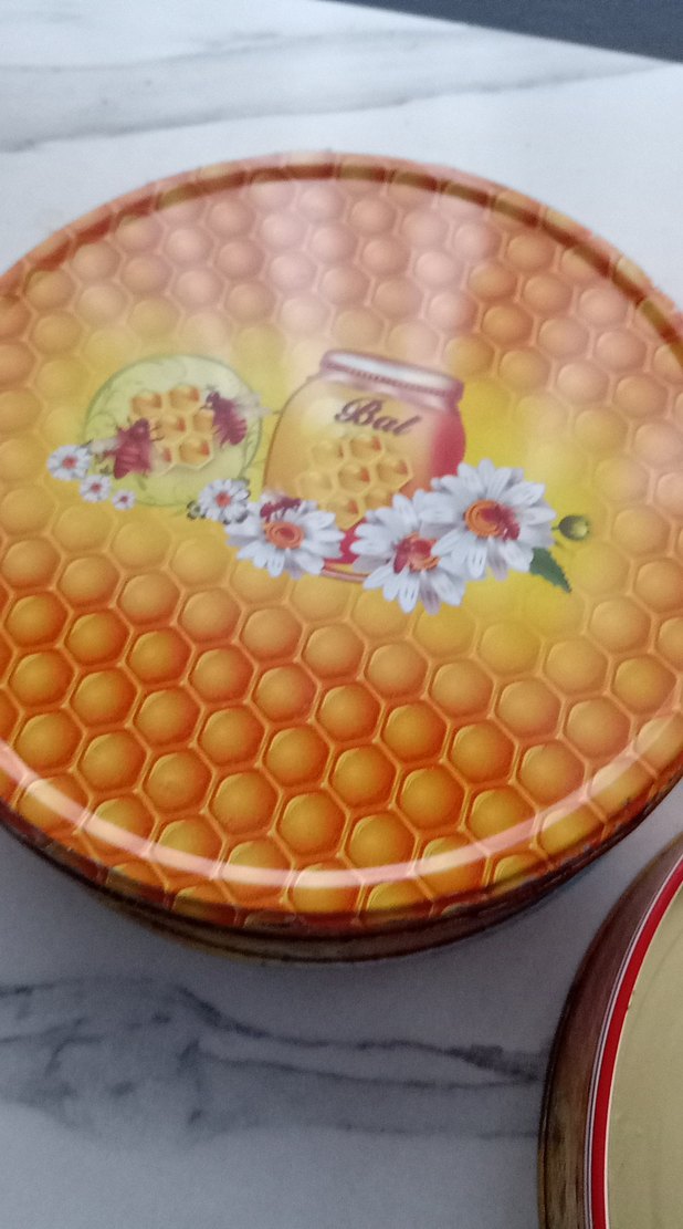 Parlak Bej Bal Desenli Metal Saklama Kutusu - Görsel 2