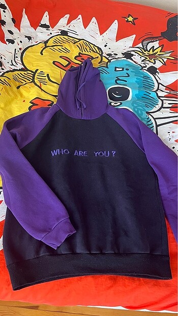 Mor siyah unisex Şardonlu sweatshirt