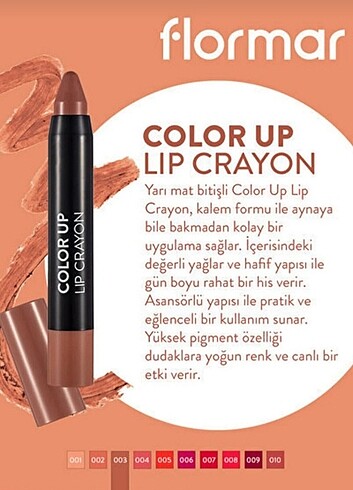  Beden Flormar Color Up Lip Crayon Ruh