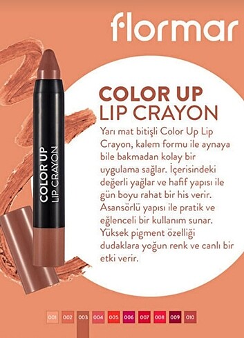 Beden Flormar Color Up Lip Crayon Ruh