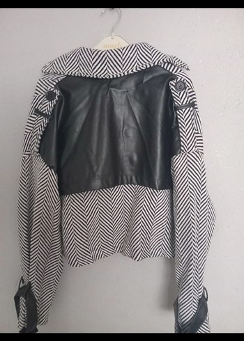 l Beden Gri Zebra Desenli Mini Street Wear Ceket