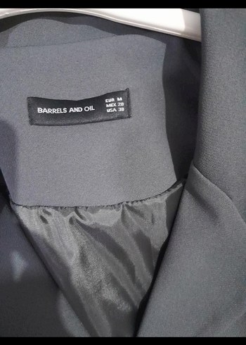 Diğer Düğmeli Gri Uzun Kadın Blazer Ceket