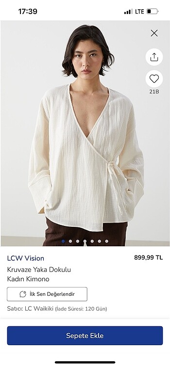 LCW kruvaze yaka kimono
