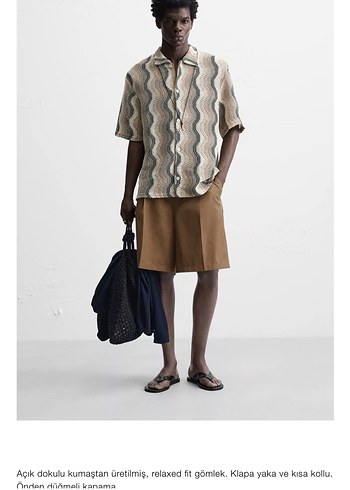 Zara Erkek Örgü Kısa Kollu Yılan Desenli Gömlek