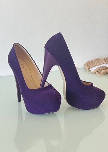 Mor Süet Platform Topuklu Kadın Stiletto