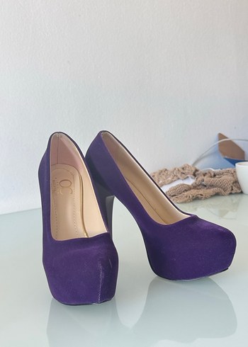 37 Beden Mor Süet Platform Topuklu Kadın Stiletto