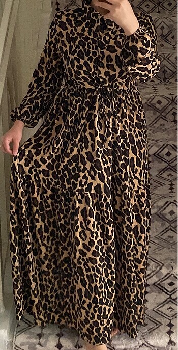 38 Beden Kadın leopar elbise