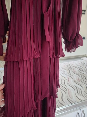 38 Beden bordo Renk Bordo fırfırlı elbise