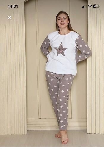 m Beden Yıldız polar pijama takımı