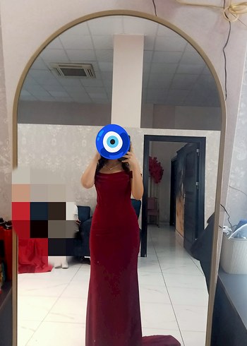 Abiye Carmen marka Bordo Drapeli Maxi Abiye Elbise
