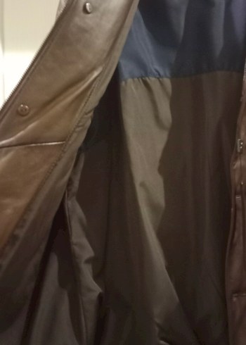 Düğmeli Kahverengi Deri Erkek Ceket - Görsel 2