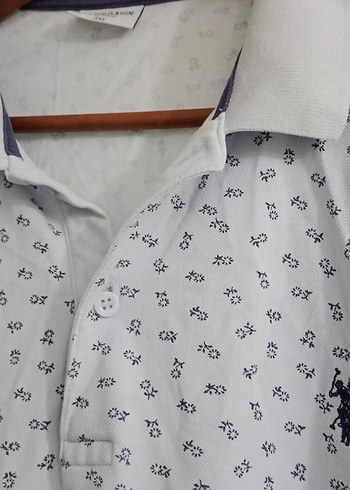 Gri Desenli Kısa Kollu Pamuklu Polo Tişört - Görsel 3